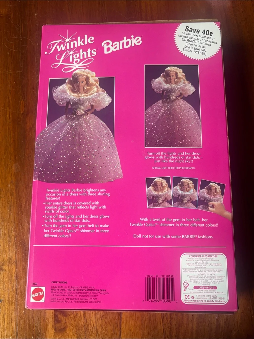 1993 Twinkle Lights Barbie - Pink dress Unopened